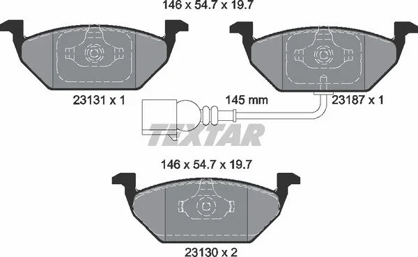 Комплект гальмівних колодок TEXTAR 2313101 TEXTAR 2313101 Skoda Octavia, Fabia, Roomster, Yeti; Volkswagen Bora, Golf, Polo, Caddy, Jetta; Audi A3, A2; Seat Toledo, Leon 180698151A, 1JE698151A, 1K0698151M - изображение 2