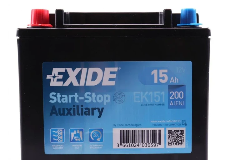 Акумулятор EXIDE EK151 BMW X6; Jaguar XF, XJ; Land Rover Discovery, Range Rover C2Z16703, CX2310C655AB, CX2310C655AD - изображение 2