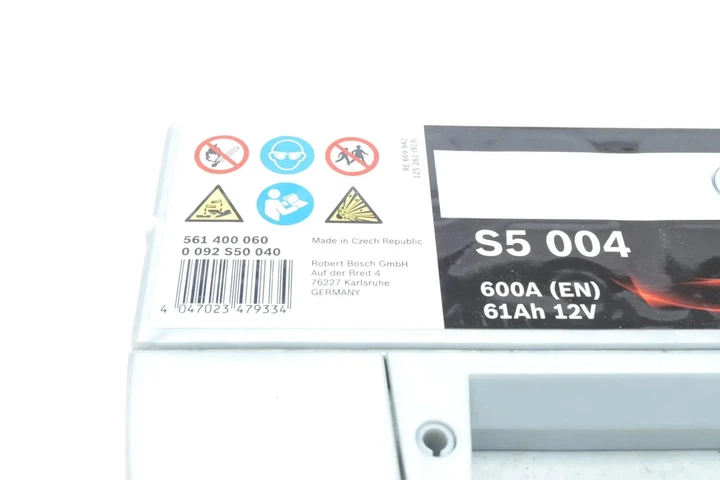 Акумулятор BOSCH 0092S50040 Audi 80; Renault Scenic; Opel Insignia, Astra, Meriva; Ford Fiesta, S-Max, Focus, Mondeo, Mustang, Sierra; Honda Accord; Seat Cordoba; Chrysler PT Cruiser; Nissan Almera 8666095, 8688665, 95038094 - изображение 6