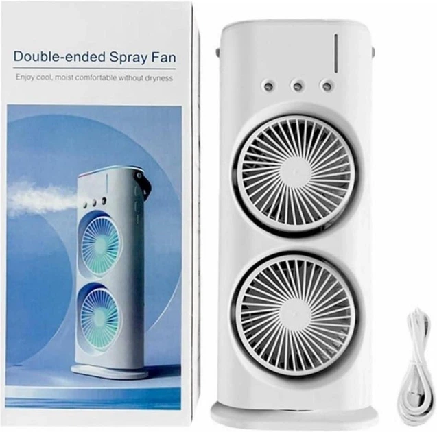 Настольный двойной акумуляторный вентилятор 3 в 1 Double-ended Spray Fan с подсветкой LED и USB - изображение 3