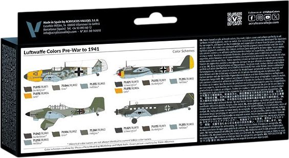 Набір акрилових фарб Vallejo Model Air - Air War - Luftwaffe Colors - Pre-War to 1941 8 шт x 18 мл (8429551711654) - зображення 2