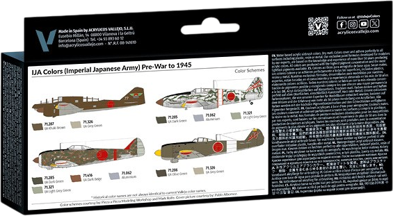 Zestaw farb akrylowych Vallejo Model Air - Wojna powietrzna - kolory IJA - Cesarska armia japońska – okres przedwojenny do 1945 roku 8 szt x 18 ml (8429551711524) - obraz 2