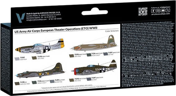 Zestaw farb akrylowych Vallejo Model Air - Wojna powietrzna - Korpus lotniczy armii USA – Europejski teatr działań II wojna światowa 8 szt x 18 ml (8429551711821) - obraz 2