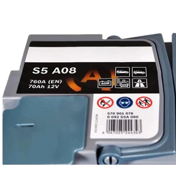 Акумулятор Bosch S5 AGM 12В 70А·рік 760А R+ (0 092 S5A 080) - зображення 5