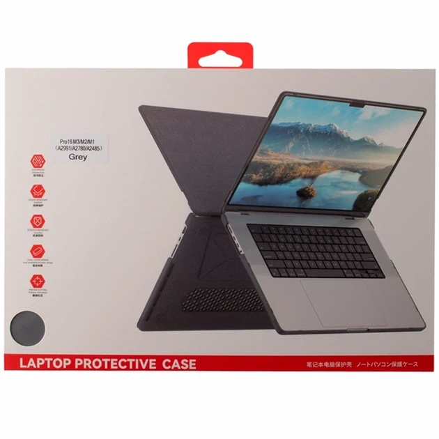 Накладка PC PU AMO PU для MacBook Pro 16 дюймов 2021 2023 2024 с подставкой серый - изображение 2