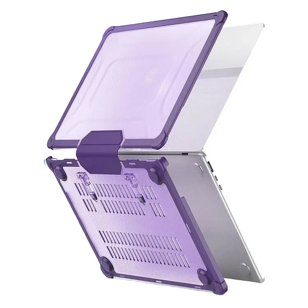 Накладка TPU PC для MacBook Pro 14 дюймів 2021 2023 2024 2025 фіолетова з підставками та захистом від ударів - зображення 6