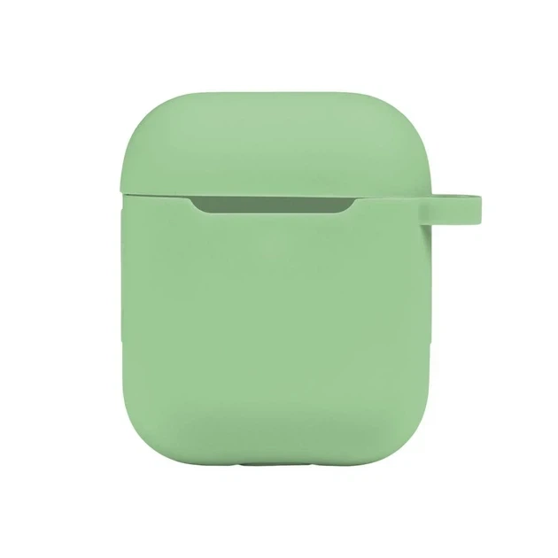 Силіконовий футляр з карабіном для Airpods 1 2 колір 55.Pine green розмір 80х90х30 мм - зображення 6