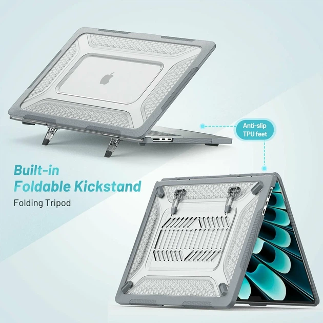 Накладка TPU PC Hex Shield для MacBook Pro 16 дюймів 2024 2023 2021 сірий - зображення 8