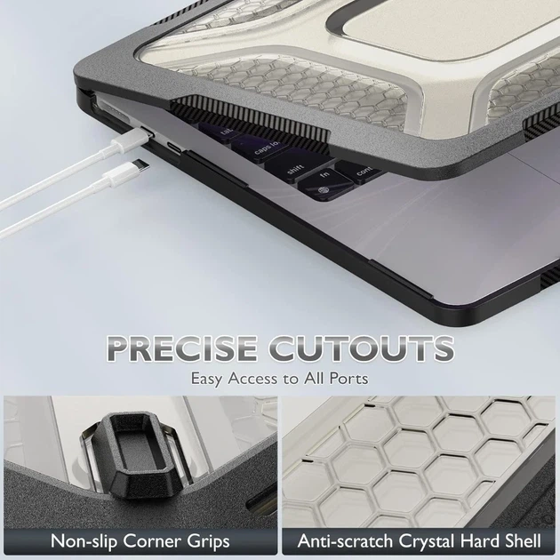 Накладка TPU PC Hex Shield для MacBook Pro 16 дюймов 2024 2023 2021 черный - изображение 5