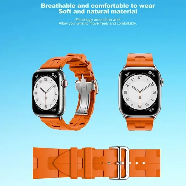 Ремешок для Apple Watch Hermes 38 40 41 мм силиконовый цвет Pine Needle Green - изображение 8