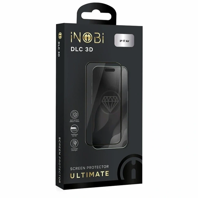 Захисне скло iNOBI Ultimate DLC 3D Чорне для iPhone 17 Air олеофобне антистатичне 185x100x17 мм - зображення 2