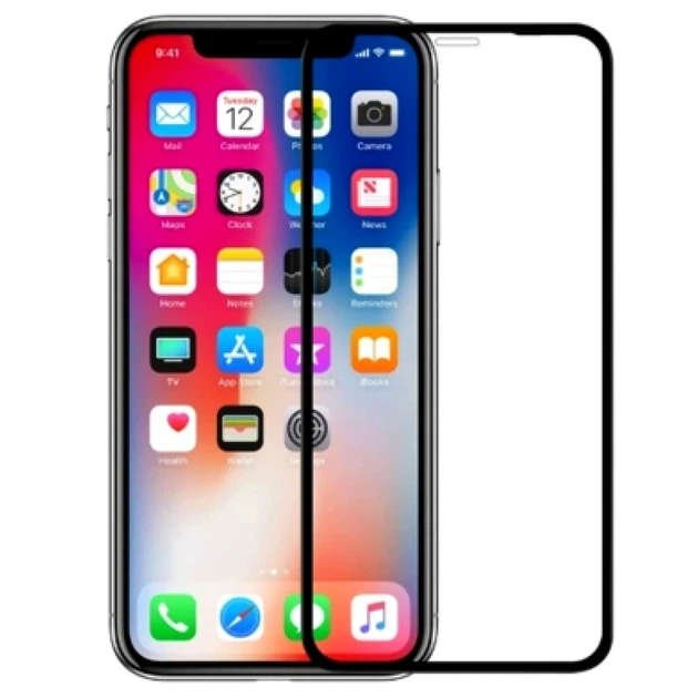 Захисне скло 5D для iPhone XS Max чорне максимальний захист від потертостей і відколів - Фото 2 Захисне скло 5D для iPhone XS Max чорне максимальний захист від потертостей і відколів - зображення 2