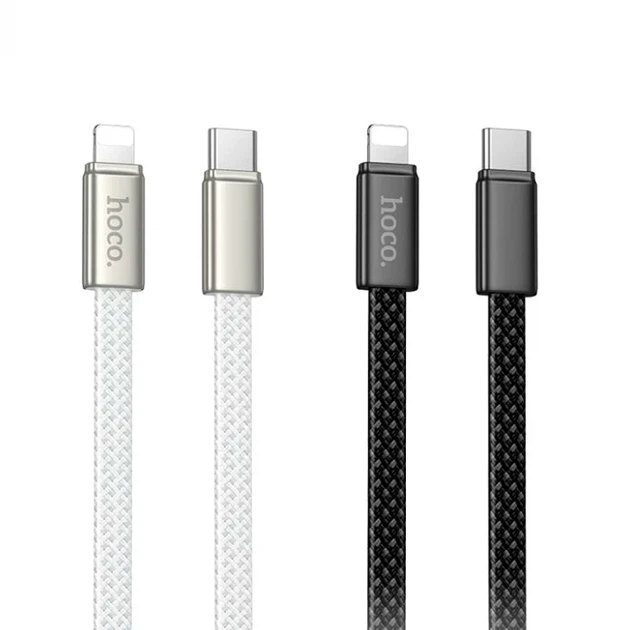 Кабель Hoco X125 Exceso Lightning Type-C 30W 1 м білий нейлонова обплетення для заряджання та передачі даних - зображення 5