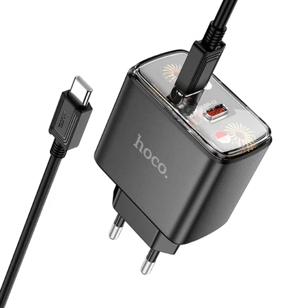 Зарядний пристрій Hoco CS43A 45Вт 2 порти USB Type-C чорне для швидкого заряджання пристроїв - зображення 6
