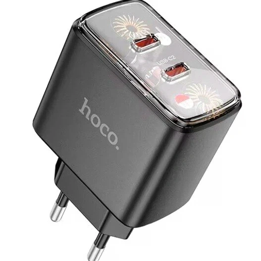 Зарядний пристрій Hoco CS43A 45Вт 2 порти USB Type-C чорне для швидкого заряджання пристроїв - зображення 7