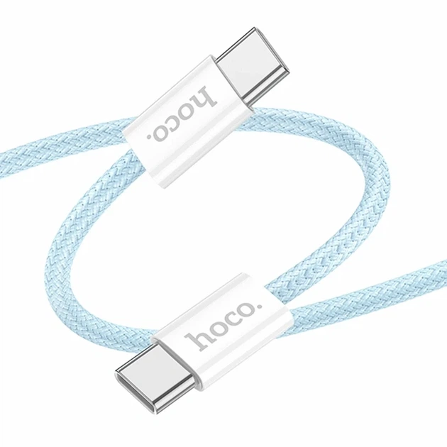 Кабель USB Type-C к Type-C 60W 3A 2м Голубой Hoco X104 для быстрой зарядки и передачи данных - Фото 1 Кабель USB Type-C к Type-C 60W 3A 2м Голубой Hoco X104 для быстрой зарядки и передачи данных - изображение 1