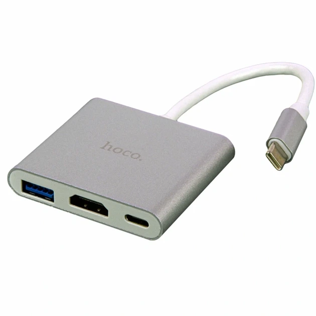 Переходник Hoco HB14 Type-C USB3.0 HDMI PD 67Вт 4К 30Гц алюминий черный - Фото 1 Переходник Hoco HB14 Type-C USB3.0 HDMI PD 67Вт 4К 30Гц алюминий черный - изображение 1