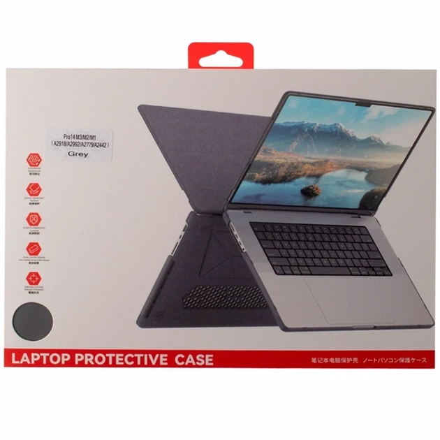 Накладка PC PU AMO-PU для MacBook Pro 14 дюймов 2021 2023 2024 2025 черная ударопрочная защита - изображение 2