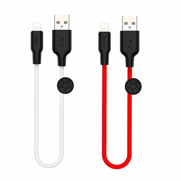 Кабель USB Lightning 0.25м 3А чорно-червоний силікон Hoco X21 Plus для заряджання та синхронізації - Фото 2 Кабель USB Lightning 0.25м 3А чорно-червоний силікон Hoco X21 Plus для заряджання та синхронізації - зображення 2