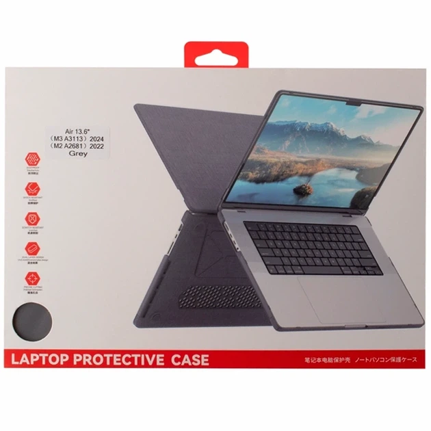 Накладка PC PU AMO PU для MacBook Air 13 дюймов черная прочная с подставкой и защитой от повреждений - Фото 2 Накладка PC PU AMO PU для MacBook Air 13 дюймов черная прочная с подставкой и защитой от повреждений - изображение 2