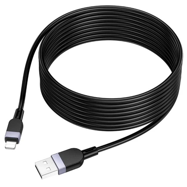 Кабель Hoco X109 3 м USB Lightning 2.4 А силіконовий чорний для заряджання та передачі даних L-подібний - Фото 1 Кабель Hoco X109 3 м USB Lightning 2.4 А силіконовий чорний для заряджання та передачі даних L-подібний - зображення 1