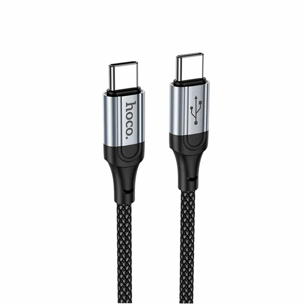 Кабель USB Type-C to Type-C 60W 1м 3A черный Hoco X102 для зарядки ноутбуков и смартфонов - Фото 1 Кабель USB Type-C to Type-C 60W 1м 3A черный Hoco X102 для зарядки ноутбуков и смартфонов - изображение 1