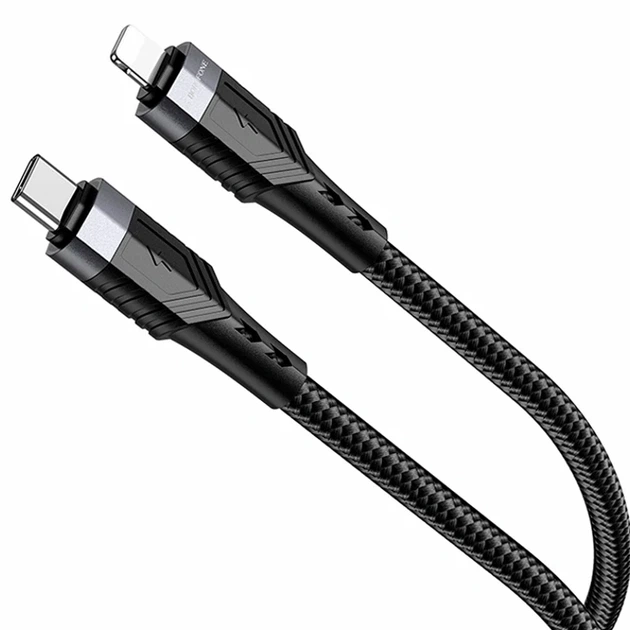 Кабель USB Borofone BU35 PD Type-C to Lightning 1,2м 20Вт черный пластик металл - Фото 1 Кабель USB Borofone BU35 PD Type-C to Lightning 1,2м 20Вт черный пластик металл - изображение 1