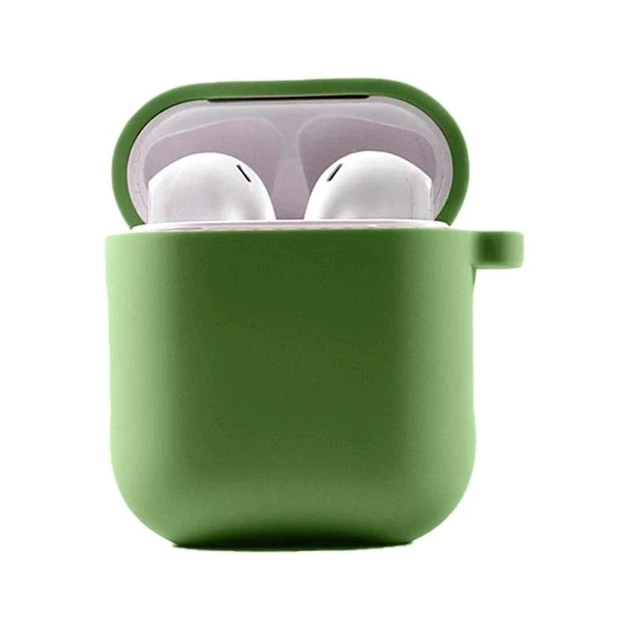 Футляр силіконовий з мікрофіброю для AirPods 1 2 Mint захист від подряпин та падінь карабін в комплекті - зображення 3