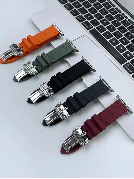 Ремінець для Apple Watch Hermes 38 40 41 мм силіконовий колір Винний Червоний - Фото 7 Ремінець для Apple Watch Hermes 38 40 41 мм силіконовий колір Винний Червоний - зображення 7