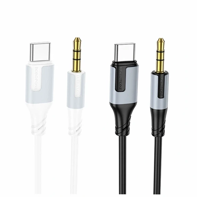 Кабель Aux Borofone BL19 Type-C 1м черный для подключения наушников и колонок с надежными коннекторами - Фото 2 Кабель Aux Borofone BL19 Type-C 1м черный для подключения наушников и колонок с надежными коннекторами - изображение 2