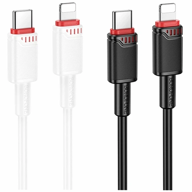 Кабель USB Type-C to Lightning 27W 1м черный PVC Borofone BX110 для зарядки устройств Apple - Фото 2 Кабель USB Type-C to Lightning 27W 1м черный PVC Borofone BX110 для зарядки устройств Apple - изображение 2