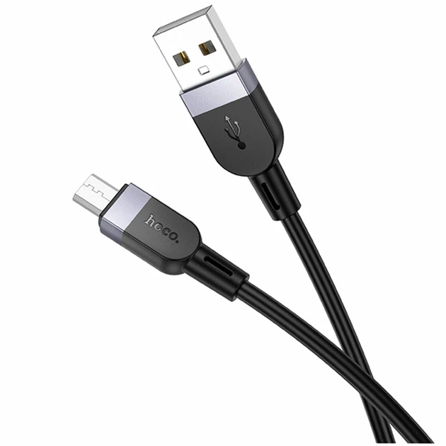 Кабель USB Micro 2.4A 1м чорний силіконовий Hoco X109 для заряджання та синхронізації - Фото 1 Кабель USB Micro 2.4A 1м чорний силіконовий Hoco X109 для заряджання та синхронізації - зображення 1