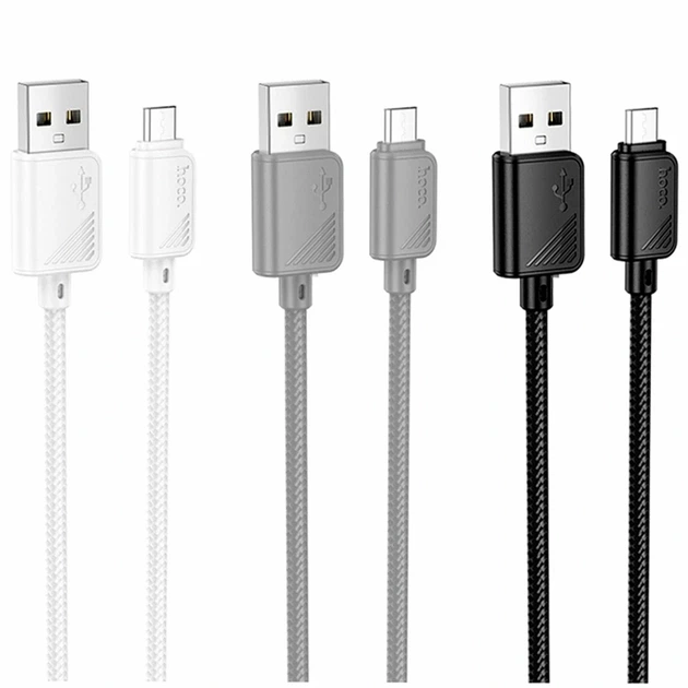 Кабель USB Micro 2.4A 1м чорний ПВХ для заряджання та передачі даних Hoco X113 - Фото 2 Кабель USB Micro 2.4A 1м чорний ПВХ для заряджання та передачі даних Hoco X113 - зображення 2