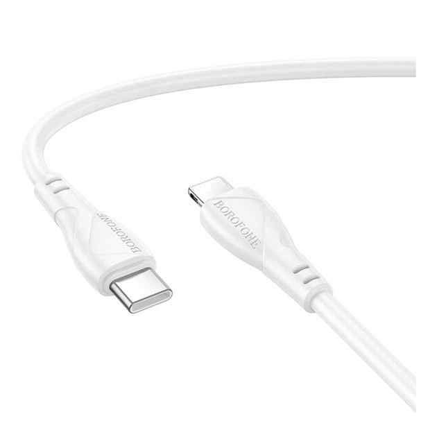 Кабель USB Borofone BX121 Type-C Lightning 1м 27W PVC Белый для быстрой зарядки и передачи данных - Фото 7 Кабель USB Borofone BX121 Type-C Lightning 1м 27W PVC Белый для быстрой зарядки и передачи данных - изображение 7