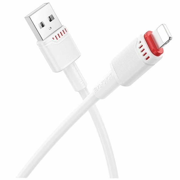 Кабель USB Lightning 2.4A 1м ПВХ для зарядки и передачи данных Borofone BX110 Белый - Фото 1 Кабель USB Lightning 2.4A 1м ПВХ для зарядки и передачи данных Borofone BX110 Белый - изображение 1
