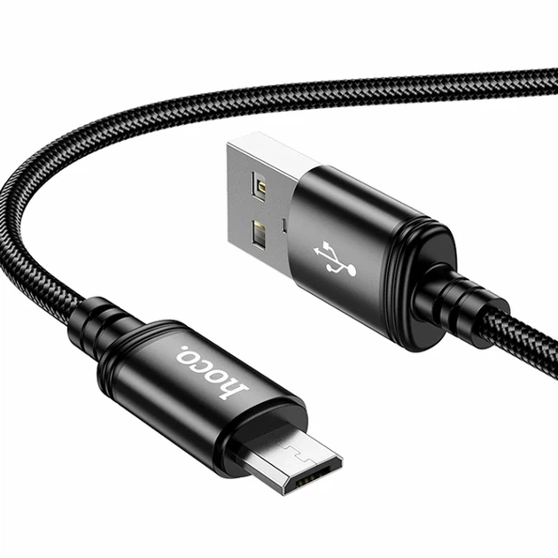Кабель USB Micro 2.4A 1м Hoco X89 Wind Чорний для заряджання та синхронізації пристроїв з нейлону та алюмінію - Фото 1 Кабель USB Micro 2.4A 1м Hoco X89 Wind Чорний для заряджання та синхронізації пристроїв з нейлону та алюмінію - зображення 1