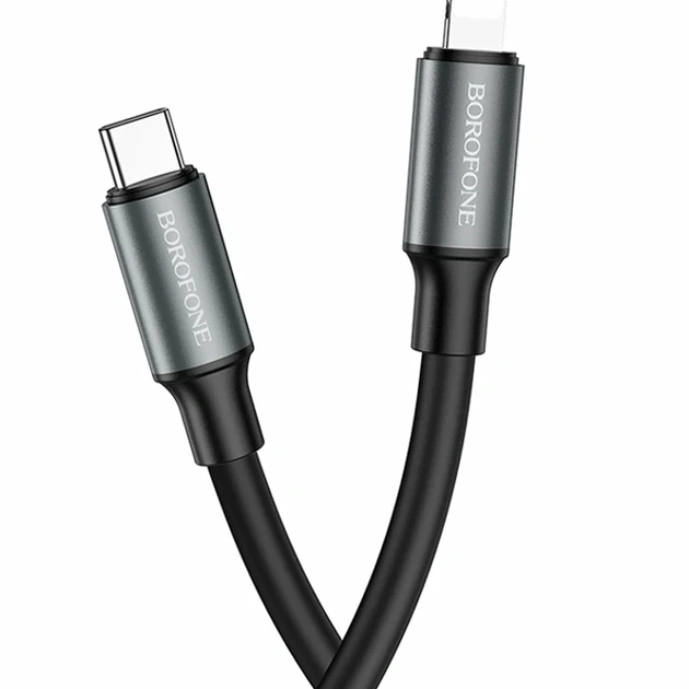 Кабель USB Type-C to Lightning 20Вт 1м черный Borofone BX82 для быстрой зарядки iPhone - Фото 1 Кабель USB Type-C to Lightning 20Вт 1м черный Borofone BX82 для быстрой зарядки iPhone - изображение 1