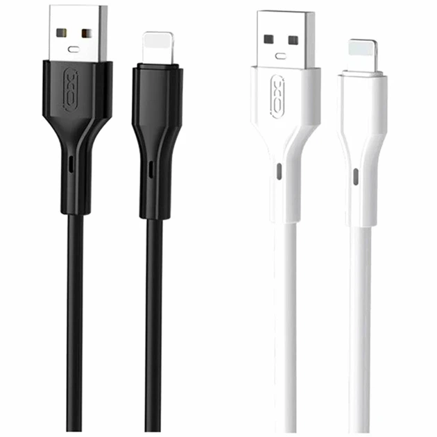 Кабель USB Lightning 2.4A 1м чорний для заряджання та передачі даних XO NB230 Rock Series - Фото 2 Кабель USB Lightning 2.4A 1м чорний для заряджання та передачі даних XO NB230 Rock Series - зображення 2