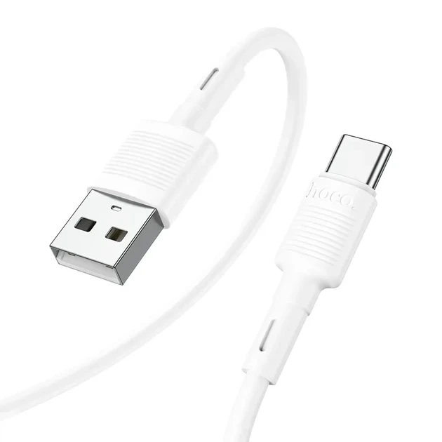 Кабель USB Hoco X83 Type-C 1м 3А білий для заряджання та передачі даних з PVC з чотирма жилами - Фото 8 Кабель USB Hoco X83 Type-C 1м 3А білий для заряджання та передачі даних з PVC з чотирма жилами - зображення 8