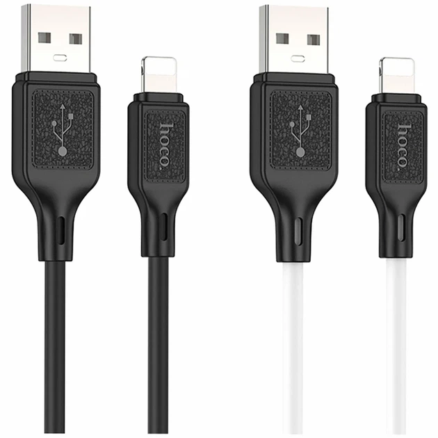 Кабель USB Hoco X90 Lightning 2.4A 1м чорний силіконовий для заряджання та передачі даних - Фото 2 Кабель USB Hoco X90 Lightning 2.4A 1м чорний силіконовий для заряджання та передачі даних - зображення 2