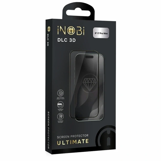 Захисне скло iNOBI Ultimate DLC 3D чорне для iPhone 17 Pro Max олеофобне з високою міцністю та антистатичним ефектом - зображення 2