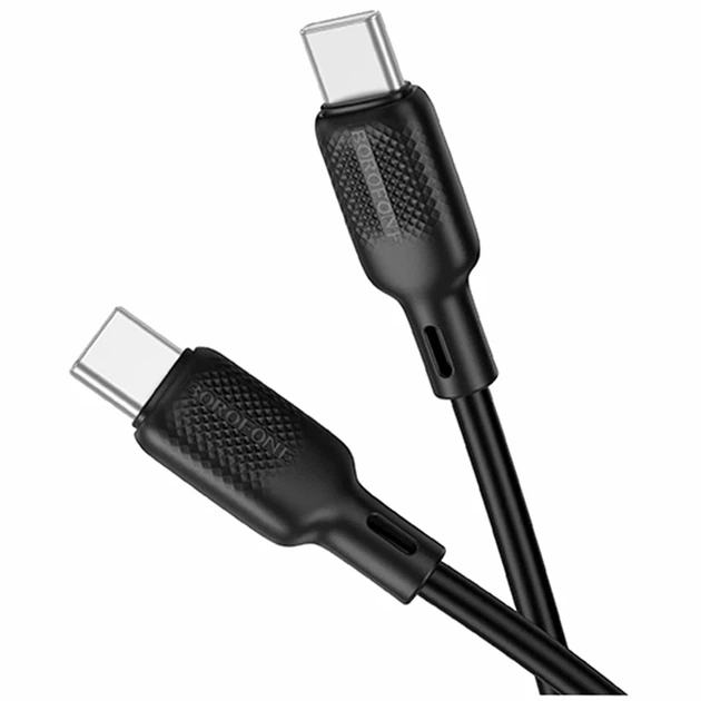 Кабель USB Type-C to Type-C 60W 1м силикон черный Borofone BX113 для быстрой зарядки и передачи данных - Фото 1 Кабель USB Type-C to Type-C 60W 1м силикон черный Borofone BX113 для быстрой зарядки и передачи данных - изображение 1