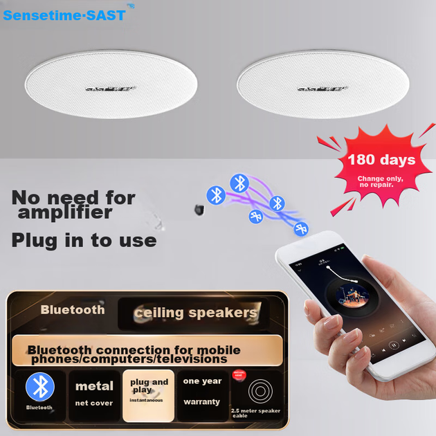 Беспроводной потолочный комплект SAST G3 с Bluetooth, встраиваемый потолочный динамик со встроенным усилителем, активная фоновая музыка для гостиной, конференц-зала, магазина, вещания, домашнего использования, один на один - Фото 7 Беспроводной потолочный комплект SAST G3 с Bluetooth, встраиваемый потолочный динамик со встроенным усилителем, активная фоновая музыка для гостиной, конференц-зала, магазина, вещания, домашнего использования, один на один - изображение 7