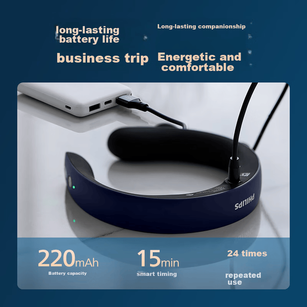 Масажер для шиї PHILIPS, пристрій для масажу шийного відділу хребта, масажер для плечей та шиї, імпульсний масаж для плечей та шиї, портативний, 3302N синій, подарунок на день народження, святковий подарунок для друзів - Фото 7 Масажер для шиї PHILIPS, пристрій для масажу шийного відділу хребта, масажер для плечей та шиї, імпульсний масаж для плечей та шиї, портативний, 3302N синій, подарунок на день народження, святковий подарунок для друзів - зображення 7