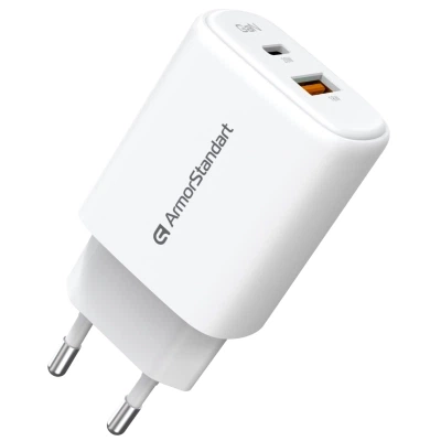 Зарядное устройство Armorstandart 1xUSB-C + 1xUSB 20W GaN white (ARM89531) - изображение 4