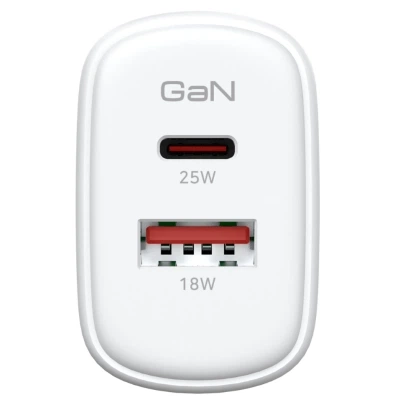 Зарядний пристрій Armorstandart 1xUSB-C + 1xUSB 25W GaN white (ARM89532) - зображення 2