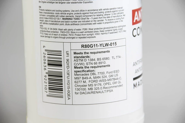 Антифриз YELLOW (жовтий) концентрат (1.5L) /RENAULT/DACIA/PSA (GERMANY) GOODREM R80G11-YLW-015 Ford Transit, Fusion, Connect, Focus, Fiesta, Mondeo, C-Max, Kuga, Galaxy, S-Max, KA, Ranger; Opel Vivaro; KIA Rio; Hyundai I30 7711428132, 6001997196, 2511500 - зображення 3