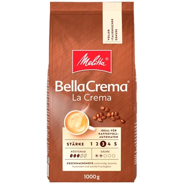 Кава зернова Melitta BellaCrema La Crema середнє обсмажування 1 кг арабіка/робуста - зображення 2
