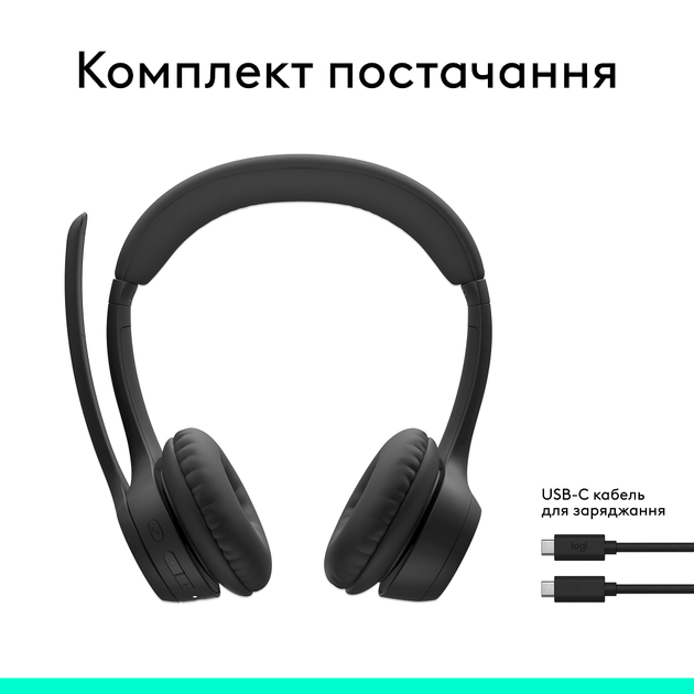 Бездротові навушники Logitech Zone 300 Wireless Headset BT Гарнітура стерео (981-001407) (чорна) - Фото 6 Бездротові навушники Logitech Zone 300 Wireless Headset BT Гарнітура стерео (981-001407) (чорна) - изображение 6