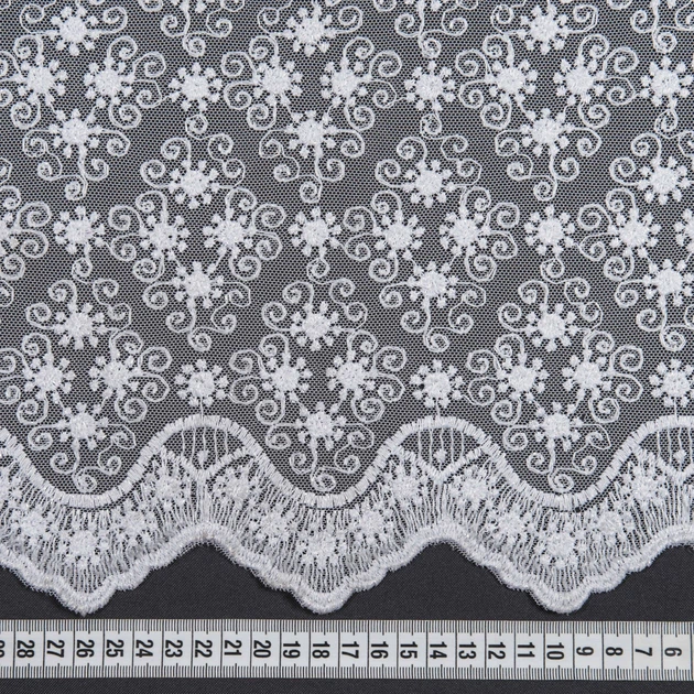 Тканина тюль вишивка Грація білий (купон) (71г/м.кв290см пог.м) 146362 - зображення 3